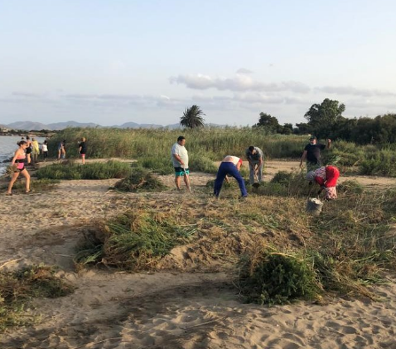 Los vecinos de Bahía Bella limpian su playa ante la dejadez y la lentitud de las Administraciones