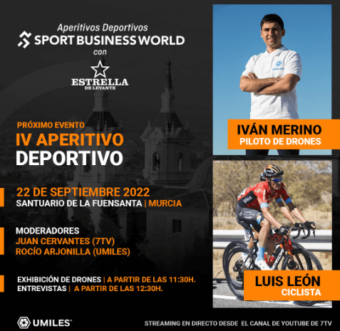 El ciclista Luis León y el piloto de drones Iván Merino participarán en el IV Aperitivo Deportivo SBW con Estrella de Levante